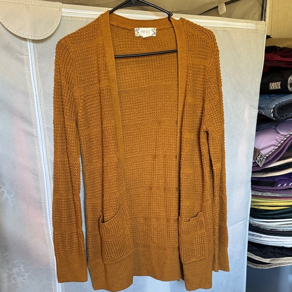 Pink Rose Mustard Open Front Cardigan - Picture 1 of 1